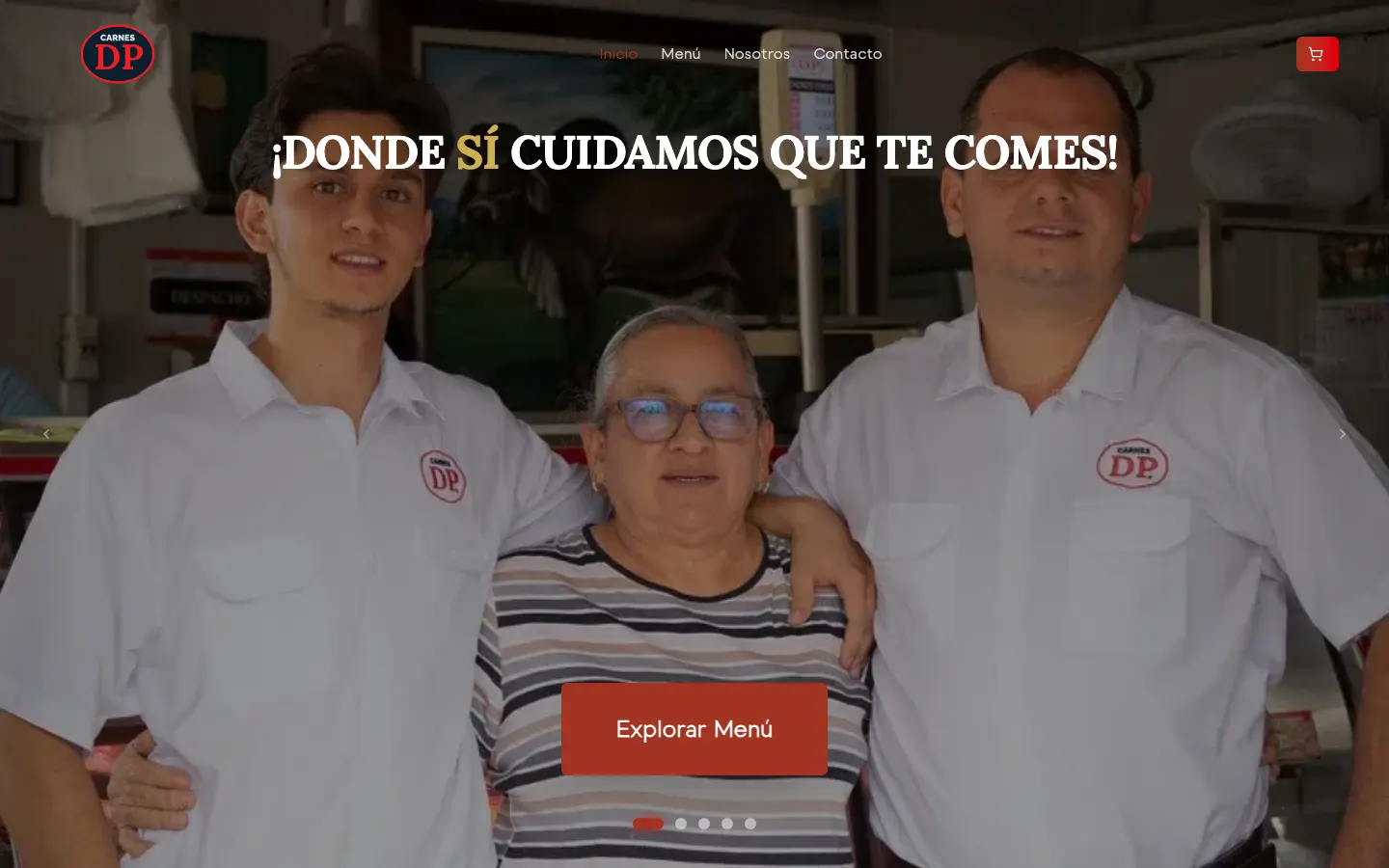 Captura del sitio de Carnes Don Pedro con su equipo familiar