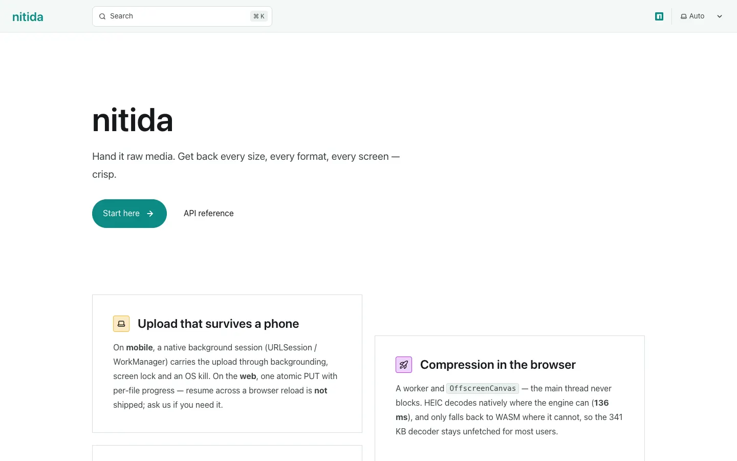 Captura de la documentación del SDK Nitida y sus funciones multimedia