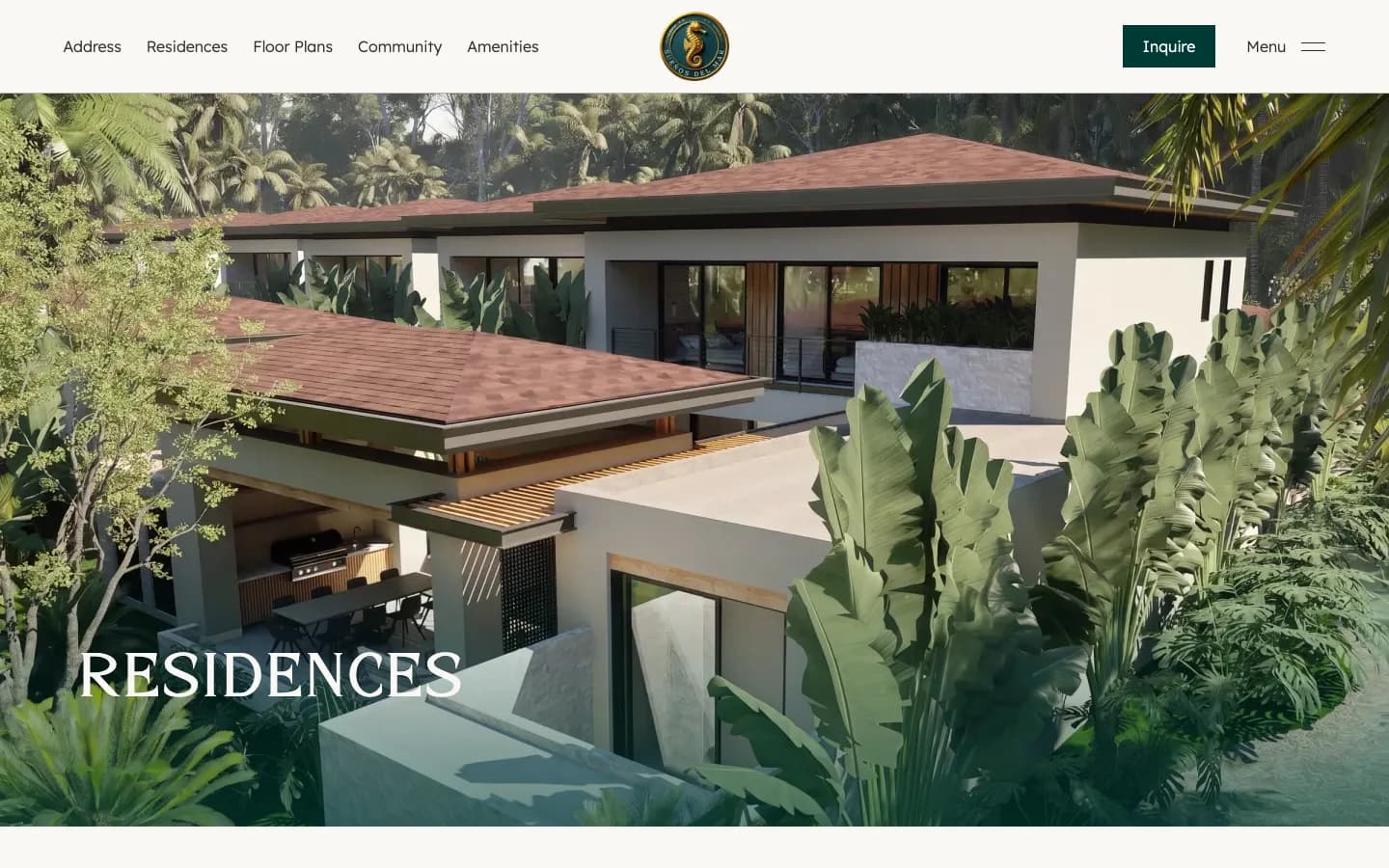 Captura de la página de residencias de Sueños del Mar