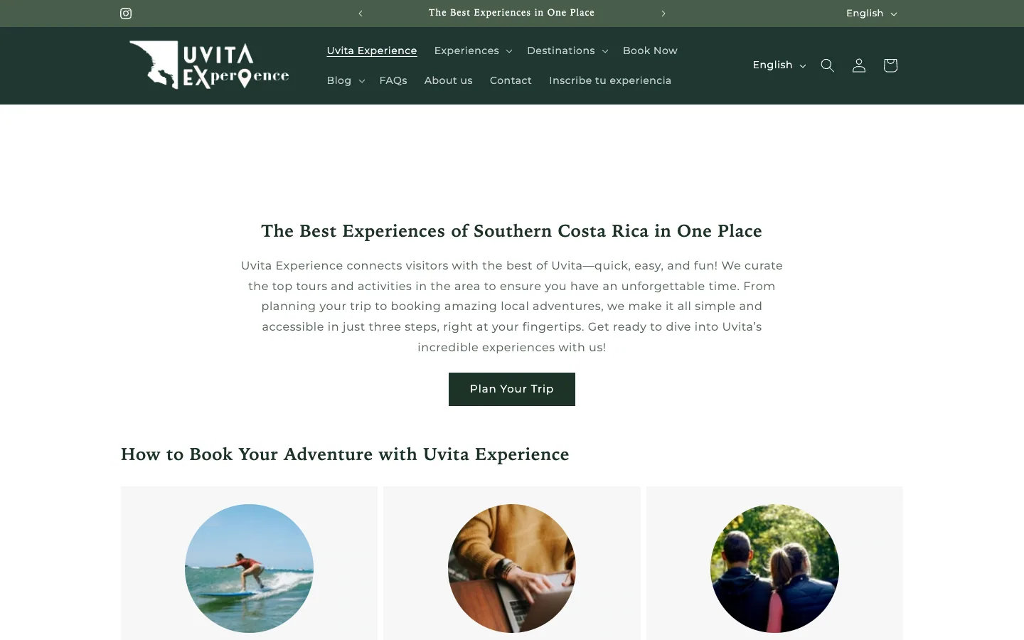 Inicio del sitio de Uvita Experience
